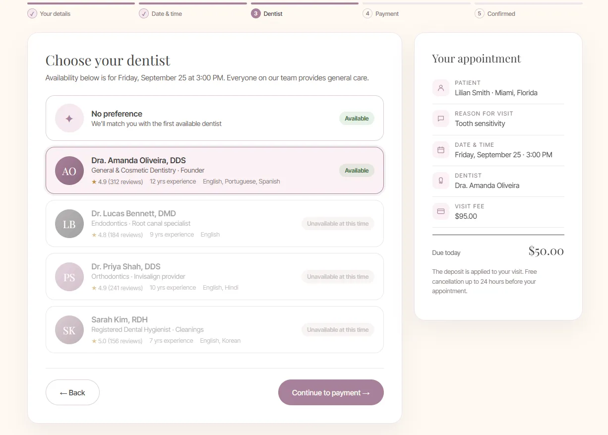 Provider selection screen