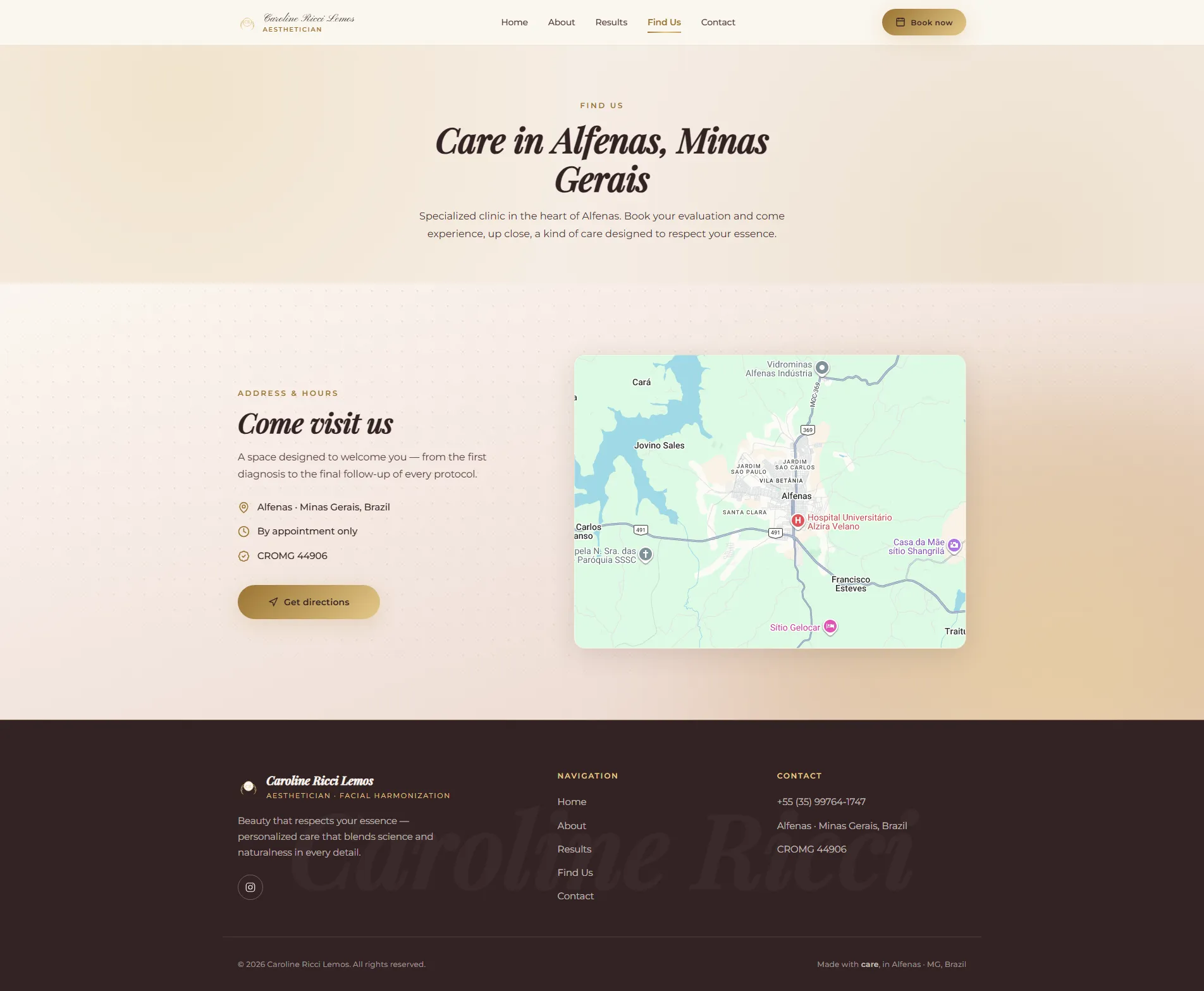 "Come visit us" section with map and directions