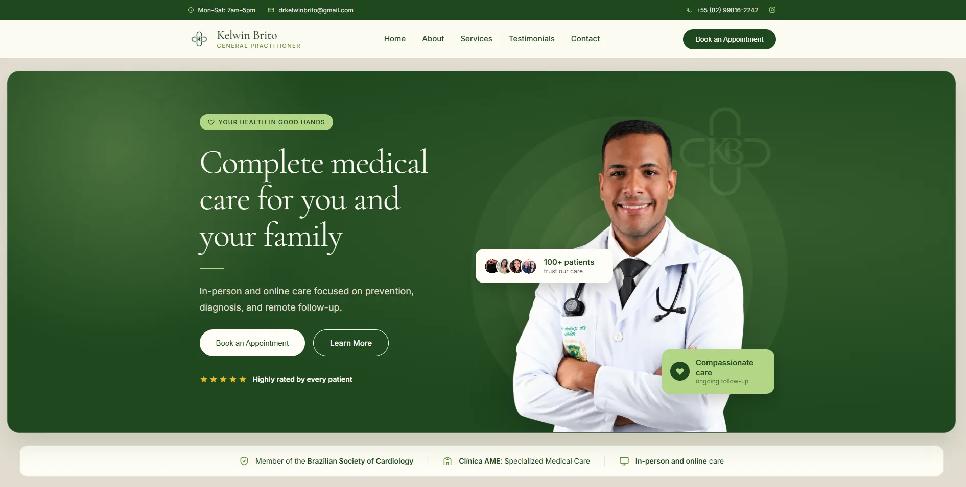 Professional website of a doctor